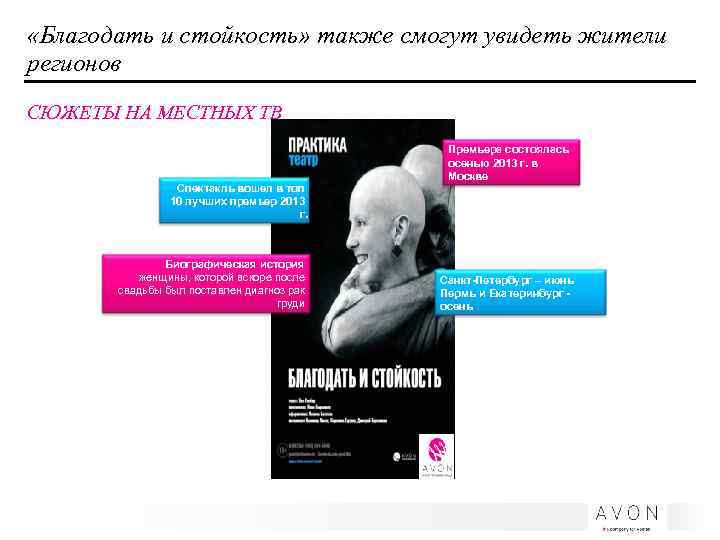  «Благодать и стойкость» также смогут увидеть жители регионов CЮЖЕТЫ НА МЕСТНЫХ ТВ Спектакль