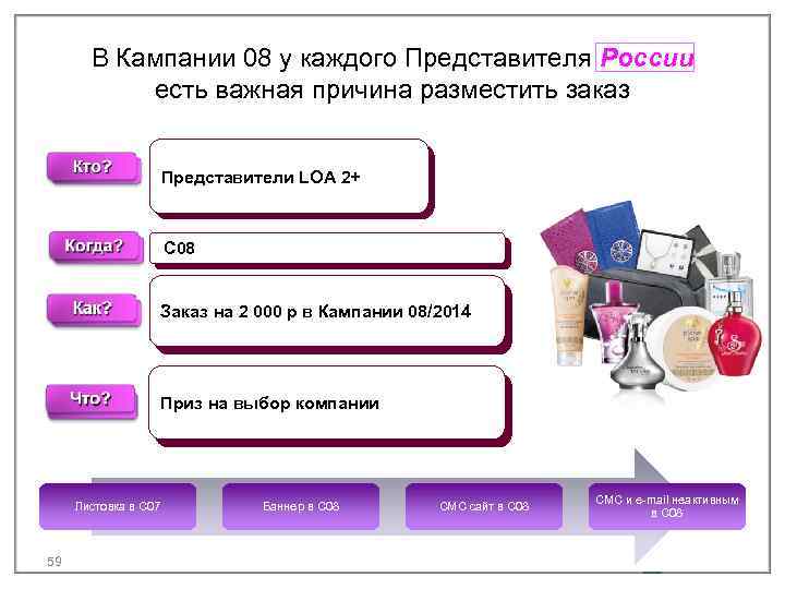 В Кампании 08 у каждого Представителя России есть важная причина разместить заказ Представители LOA