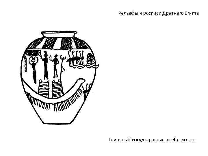 Рельефы и росписи Древнего Египта Глиняный сосуд с росписью. 4 т. до н. э.
