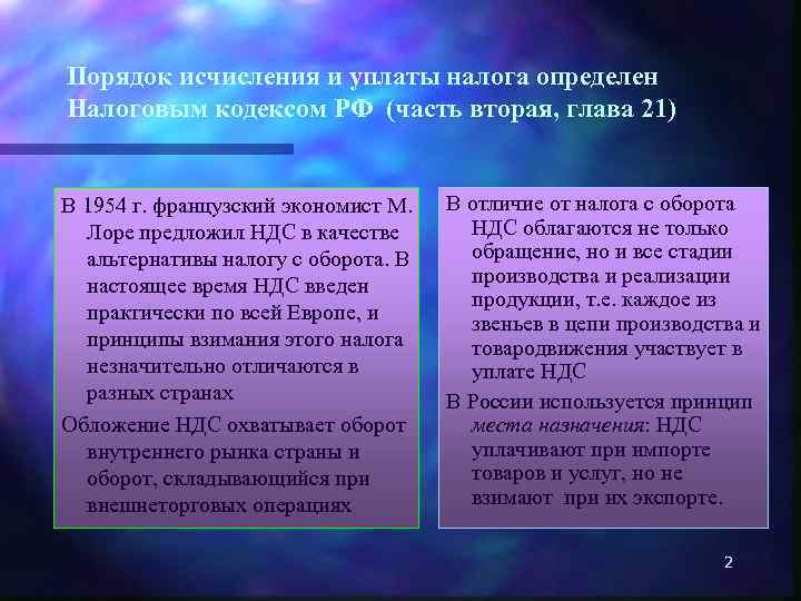Порядок исчисления и уплаты налога определен Налоговым кодексом РФ (часть вторая, глава 21) В