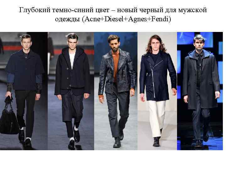 Глубокий темно синий цвет – новый черный для мужской одежды (Acne+Diesel+Agnes+Fendi) 