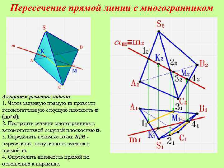 Точка пересечения отрезка и плоскости. Сечение многогранника Начертательная геометрия. Пересечение многогранников прямой линией. Пересечение прямой с многогранником Начертательная геометрия. Пересечение многогранников Начертательная геометрия.