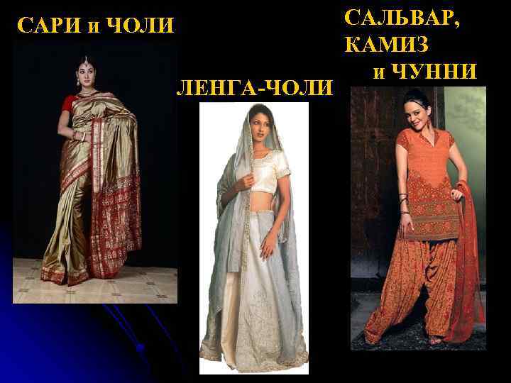 САРИ и ЧОЛИ ЛЕНГА-ЧОЛИ САЛЬВАР, КАМИЗ и ЧУННИ 