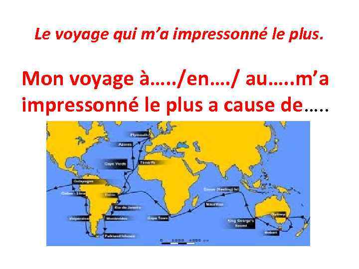 Le voyage qui m’a impressonné le plus. Mon voyage à…. . /en…. / au….