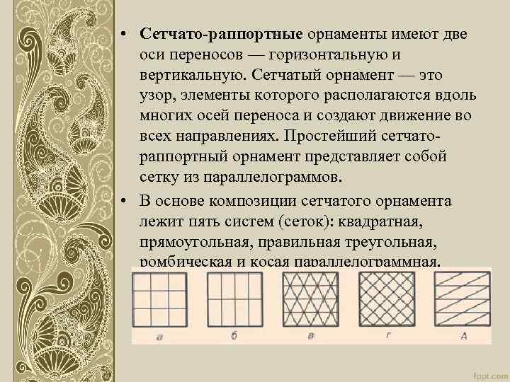 Рапорт орнамент. Схемы построения орнамента. Раппорт орнамент. Виды сетчатого орнамента. Сетчатый орнамент.