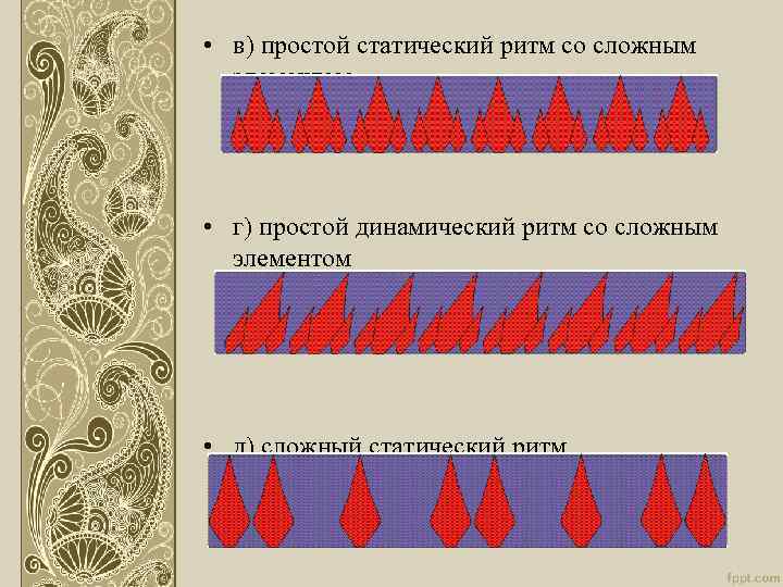  • в) простой статический ритм со сложным элементом • г) простой динамический ритм