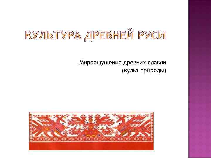 Мироощущение древних славян (культ природы) 