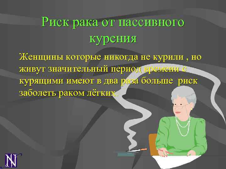 Риск рака от пассивного курения Женщины которые никогда не курили , но живут значительный