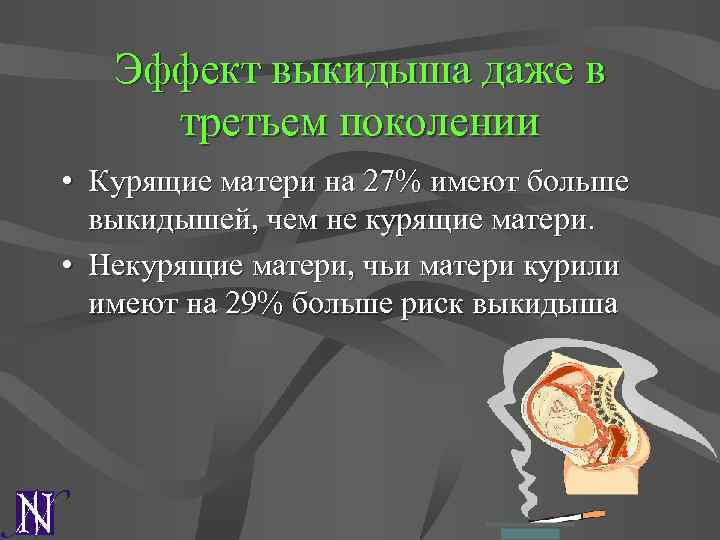 Эффект выкидыша даже в третьем поколении • Курящие матери на 27% имеют больше выкидышей,