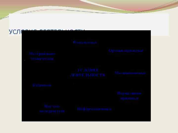 УСЛОВИЯ ДЕЯТЕЛЬНОСТИ 