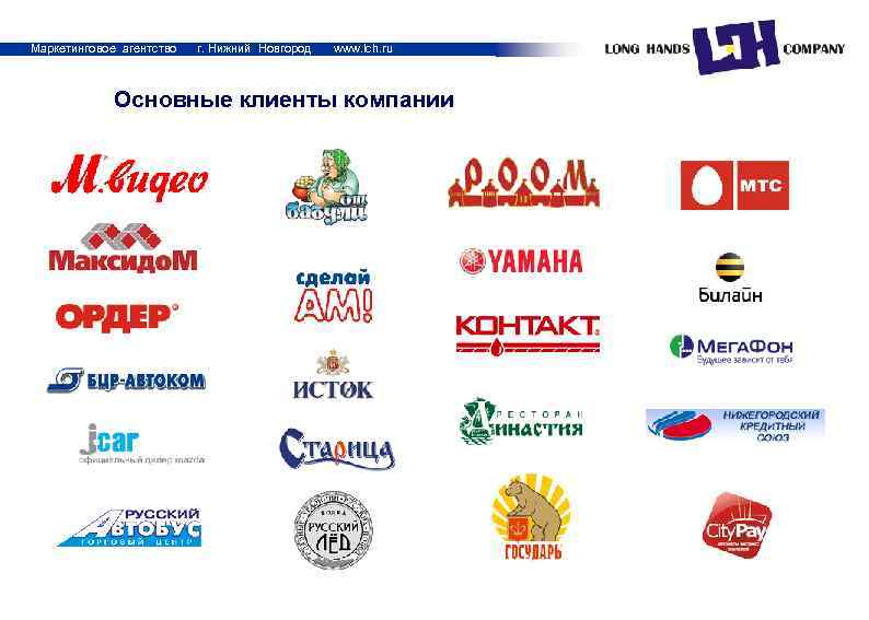 Маркетинговое агентство г. Нижний Новгород www. lch. ru Основные клиенты компании 