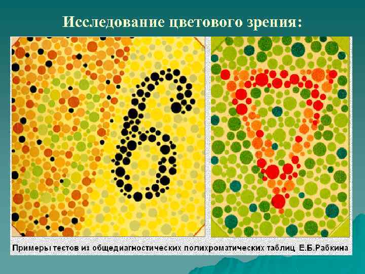 Исследование цветового зрения: 