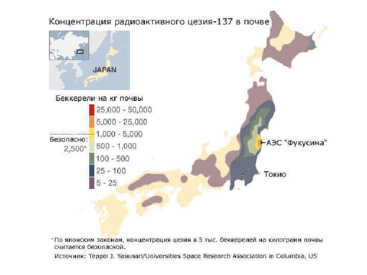 Карта радиоактивного излучения