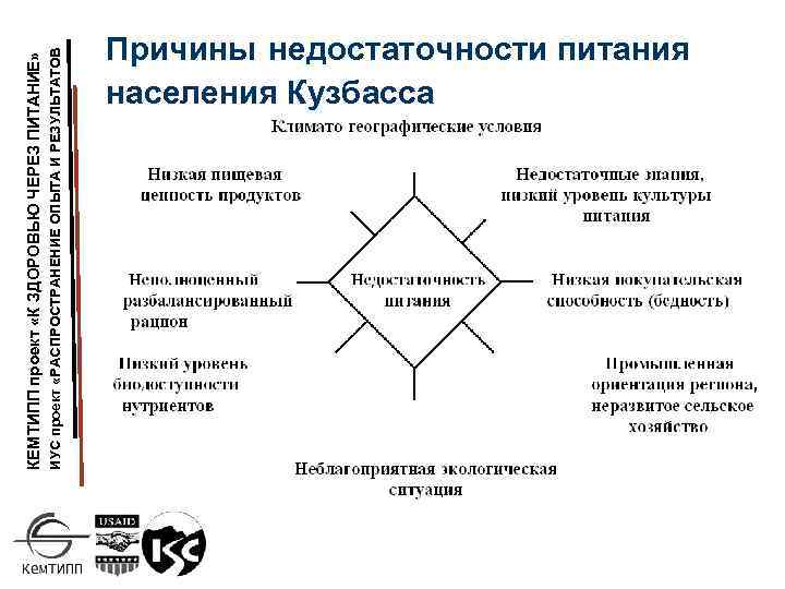 ИУС проект «РАСПРОСТРАНЕНИЕ ОПЫТА И РЕЗУЛЬТАТОВ КЕМТИПП проект «К ЗДОРОВЬЮ ЧЕРЕЗ ПИТАНИЕ» Причины недостаточности