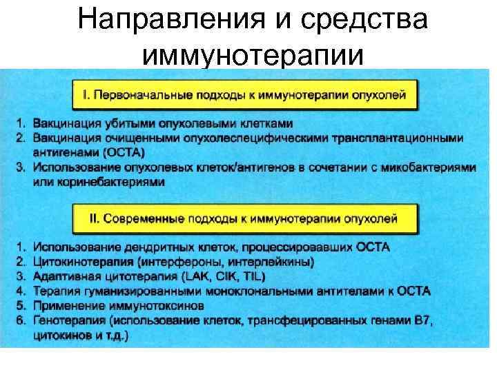 Направления и средства иммунотерапии 