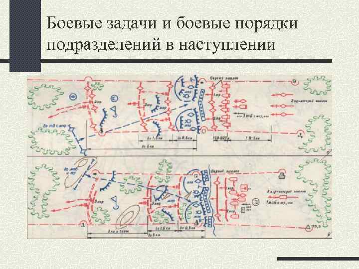 Боевые задачи и боевые порядки подразделений в наступлении 