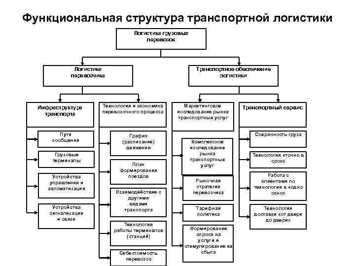 Функциональная структура транспортной логистики Логистика грузовых перевозок Логистика перевозчика Инфраструктура транспорта Пути сообщения Грузовые