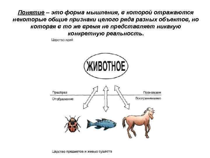Понятие – это форма мышления, в которой отражаются некоторые общие признаки целого ряда разных
