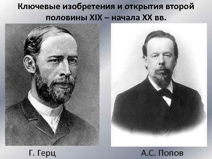 Ключевые изобретения и открытия второй половины XIX – начала XX вв. Г. Герц А.