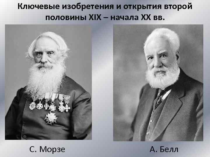 Ключевые изобретения и открытия второй половины XIX – начала XX вв. С. Морзе А.