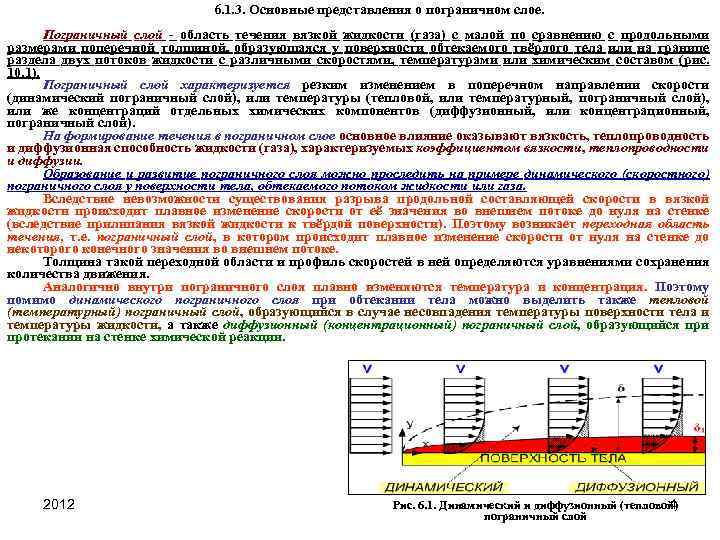 6. 1. 3. Основные представления о пограничном слое. Пограничный слой - область течения вязкой