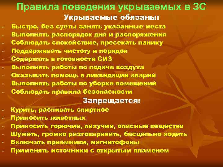 Поведение защиты