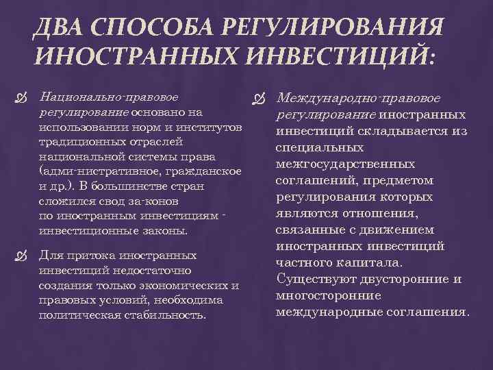 Международное регулирование иностранных инвестиций презентация