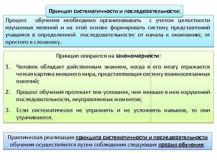 Характеристика принципа систематичность