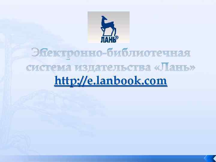 Электронно-библиотечная система издательства «Лань» http: //e. lanbook. com 
