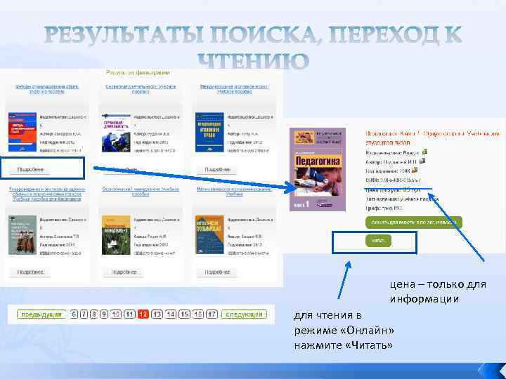 РЕЗУЛЬТАТЫ ПОИСКА, ПЕРЕХОД К ЧТЕНИЮ цена – только для информации для чтения в режиме