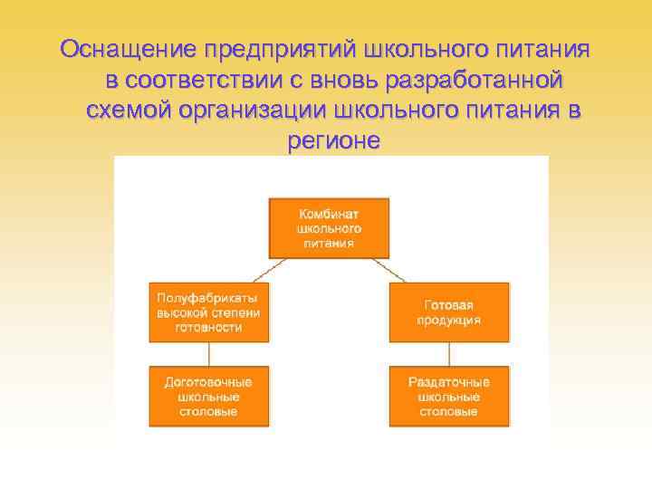  Оснащение предприятий школьного питания в соответствии с вновь разработанной схемой организации школьного питания