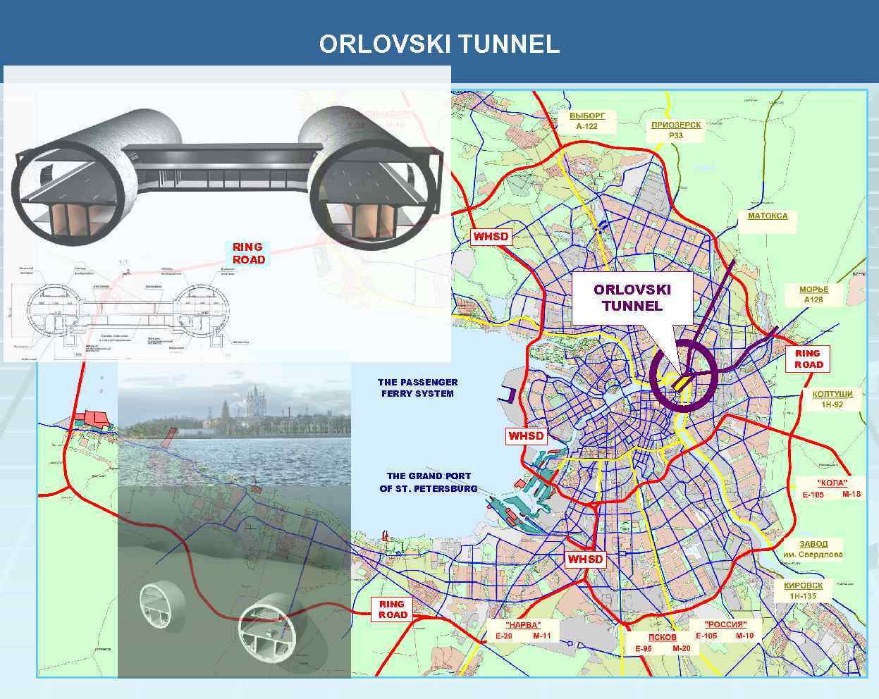 ORLOVSKI TUNNEL WHSD RING КАД ROAD ORLOVSKI TUNNEL RING ROAD THE PASSENGER FERRY SYSTEM