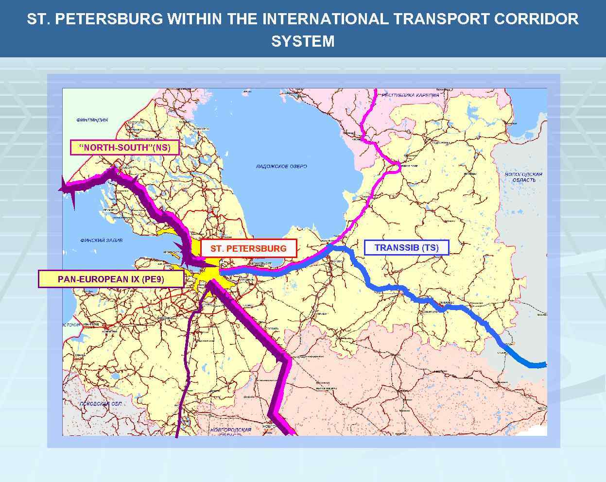 ST. PETERSBURG WITHIN THE INTERNATIONAL TRANSPORT CORRIDOR SYSTEM “NORTH-SOUTH”(NS) ST. PETERSBURG PAN-EUROPEAN IX (PE