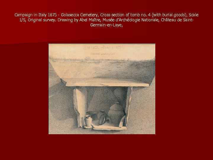 Campaign in Italy 1873 - Golasecca Cemetery, Cross section of tomb no. 4 (with