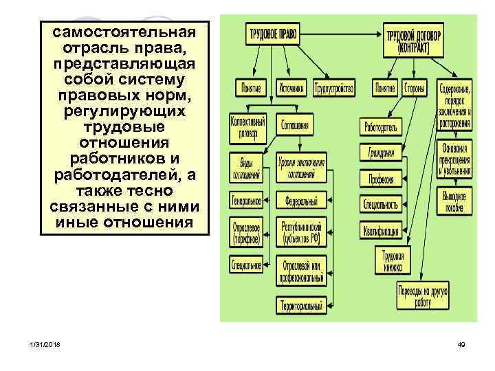 самостоятельная отрасль права, представляющая собой систему правовых норм, регулирующих трудовые отношения работников и работодателей,