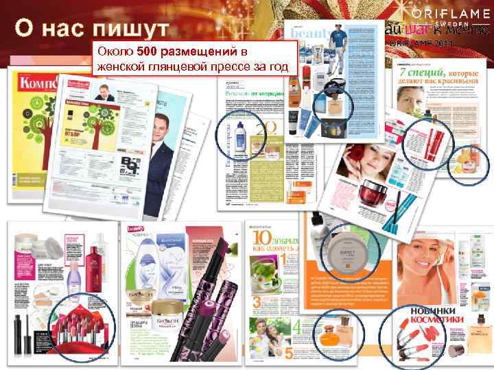 О нас пишут Около 500 размещений в женской глянцевой прессе за год Copyright ©