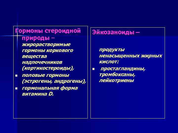 Гормоны стероидной природы – n n жирорастворимые гормоны коркового вещества надпочечников (кортикостероиды), половые гормоны