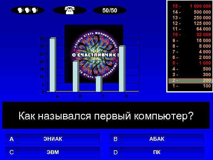  15 14 13 12 11 10 987654321 - 50/50 1 000 500 000