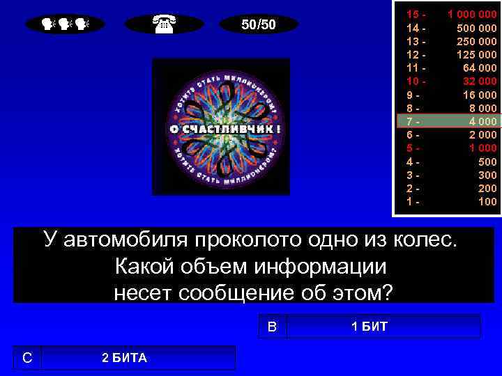  15 14 13 12 11 10 987654321 - 50/50 1 000 500 000