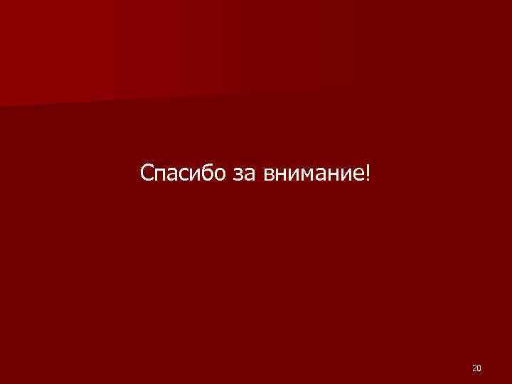 Спасибо за внимание! 20 