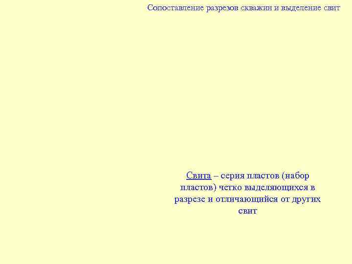 Сопоставление разрезов скважин и выделение свит Свита – серия пластов (набор пластов) четко выделяющихся