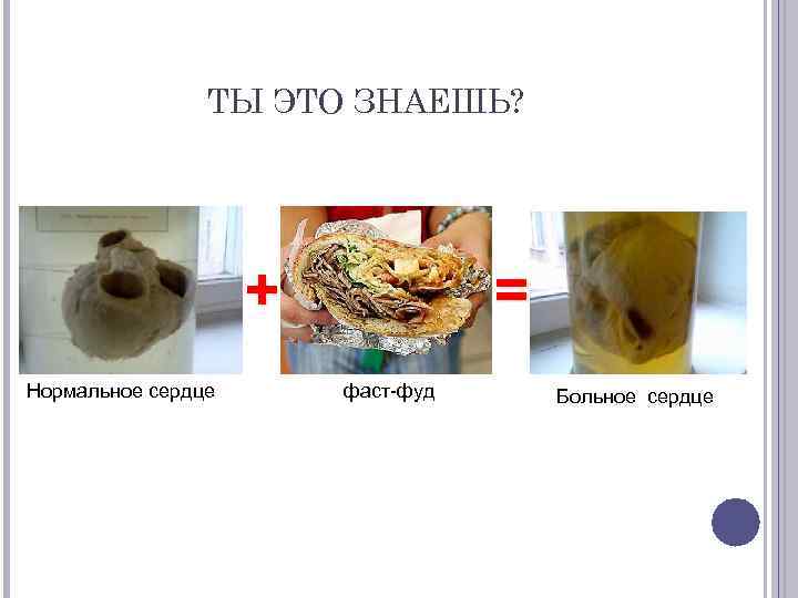 ТЫ ЭТО ЗНАЕШЬ? + Нормальное сердце = фаст-фуд Больное сердце 
