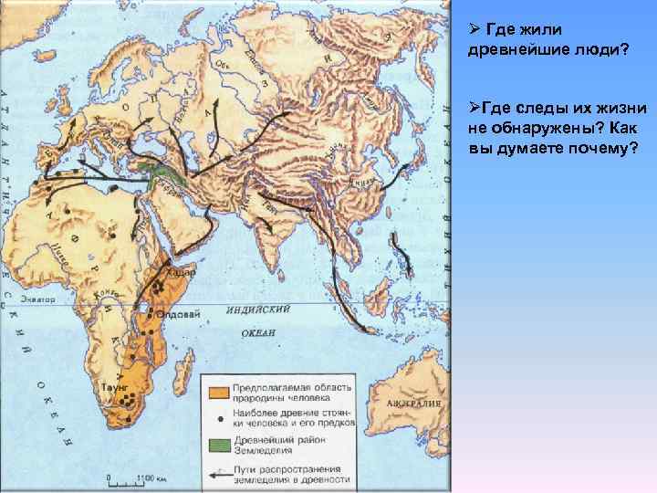 Ø Где жили древнейшие люди? ØГде следы их жизни не обнаружены? Как вы думаете