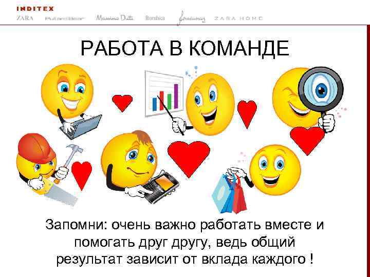 РАБОТА В КОМАНДЕ Запомни: очень важно работать вместе и помогать другу, ведь общий результат