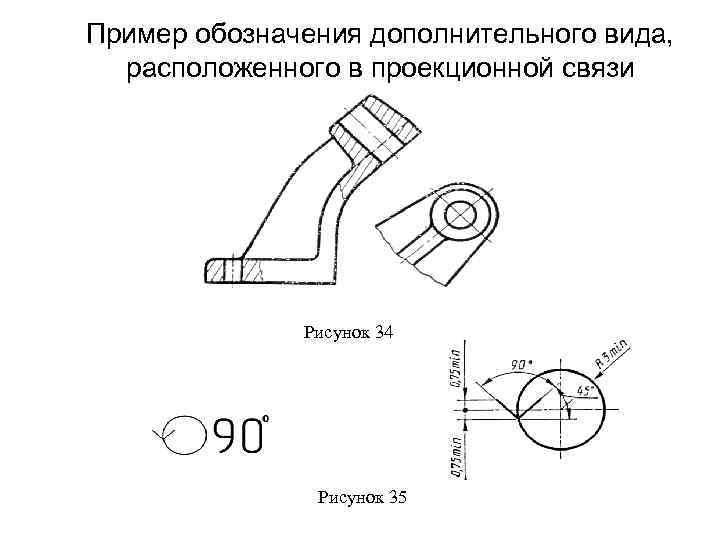 Правильное обозначение дополнительного вида показано на рисунке