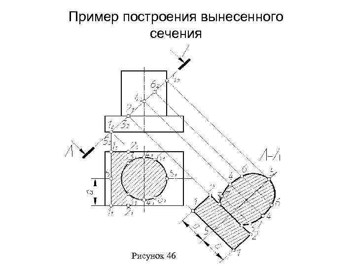 Сечение детали на чертеже. Построение сечения детали Инженерная Графика. Построение сечений Инженерная Графика. Построение наклонного сечения детали. Как строить сечение Инженерная Графика.