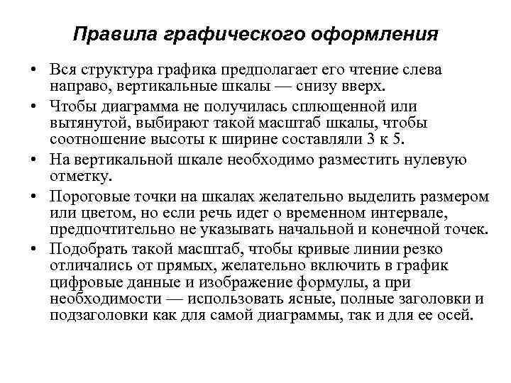 Правила графического оформления • Вся структура графика предполагает его чтение слева направо, вертикальные шкалы