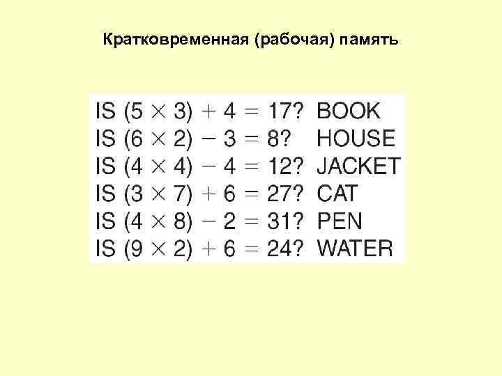 Кратковременная (рабочая) память 