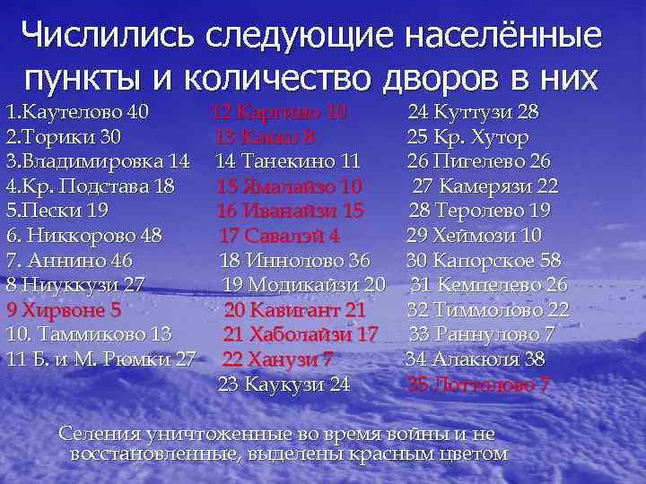 Числились следующие населённые пункты и количество дворов в них 1. Каутелово 40 2. Торики
