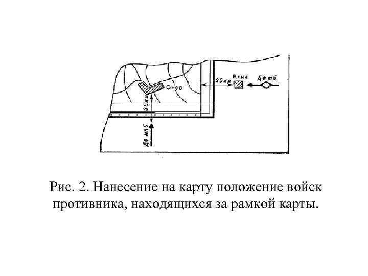 Рис. 2. Нанесение на карту положение войск противника, находящихся за рамкой карты. 